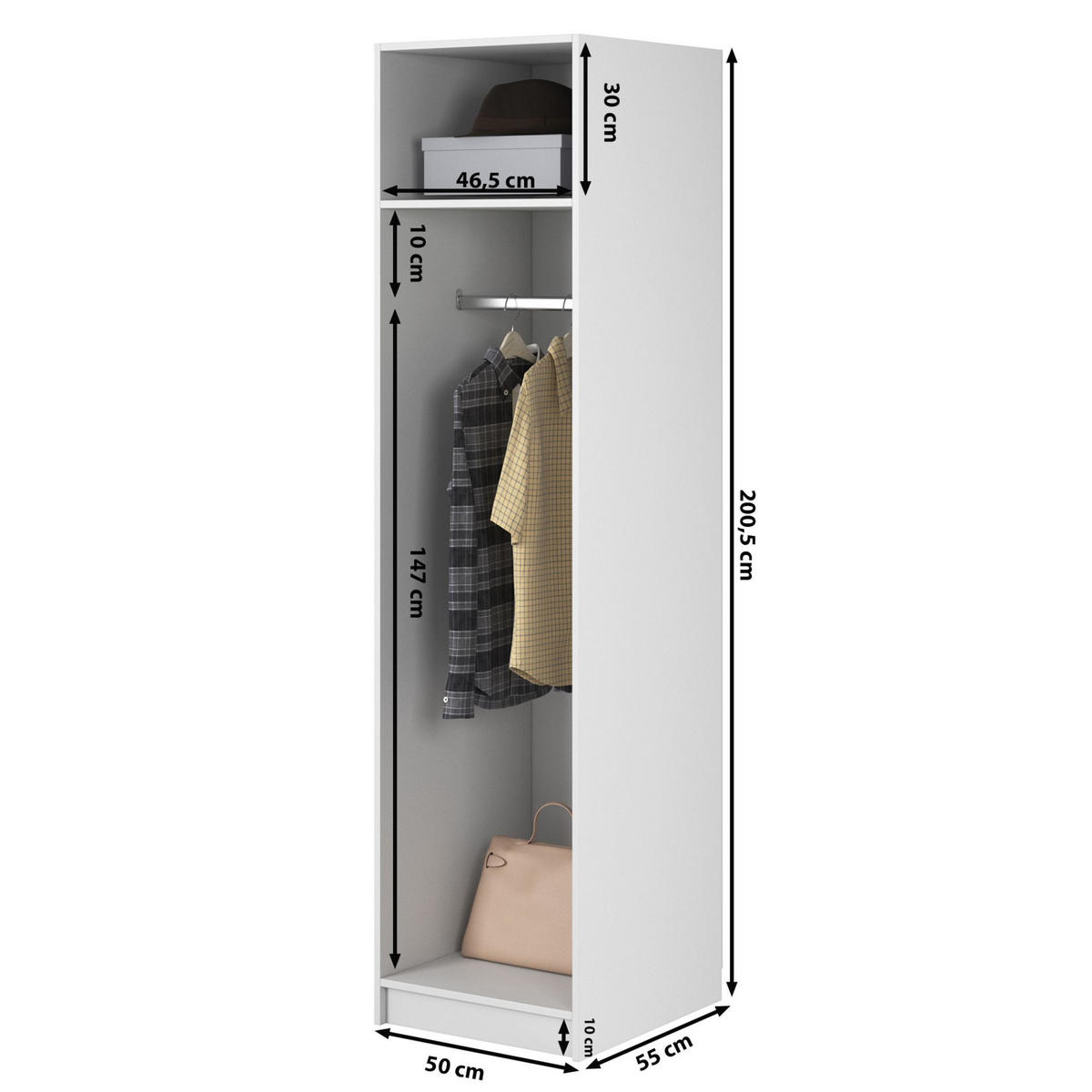 KLEIDERSCHRANK Frame Greige 50 cm - Taupe/Goldfarben, Holzwerkstoff/Metall (50/200.5/57cm) - Selsey