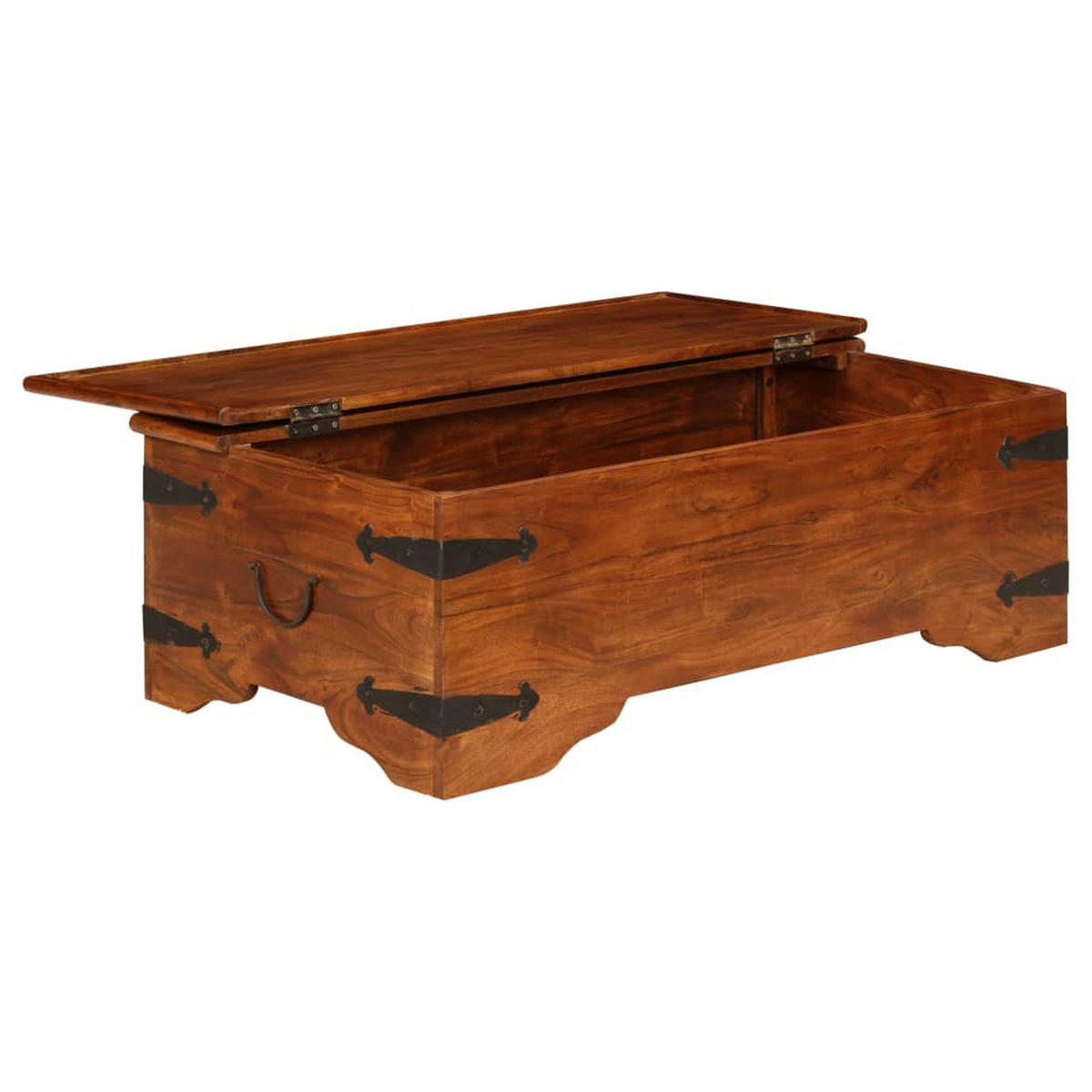 COUCHTISCH Massivholz mit Honigfarbenem Finish 110x55x35 cm - Braun, Holz (110/55/35cm) - furnicato