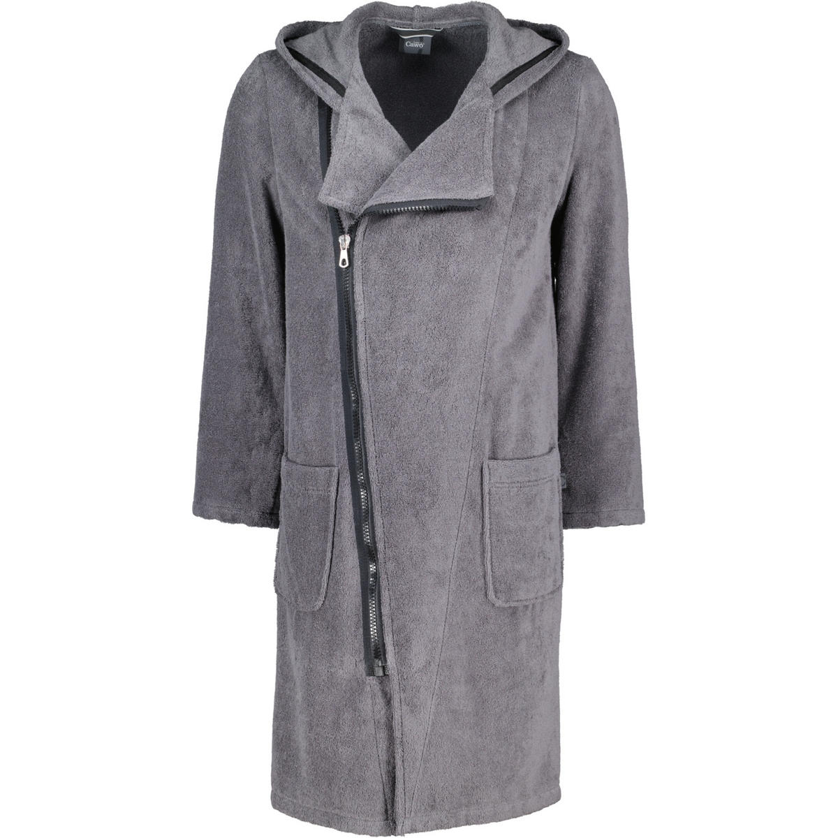 BADEMANTEL HERREN KAPUZE NEW ZIPPER 6516 ANTHRAZIT-SCHWARZ - 774 - Grau, Textil (Snull) - Cawoe