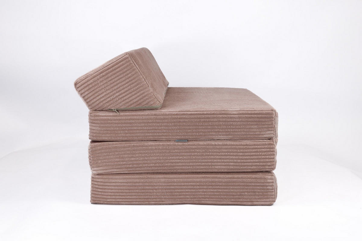 KLAPPMATRATZE MIT KOPFTEIL aus Kuschel-Cord in Altrosa - Altrosa, Textil (70/200cm) - Fortisline