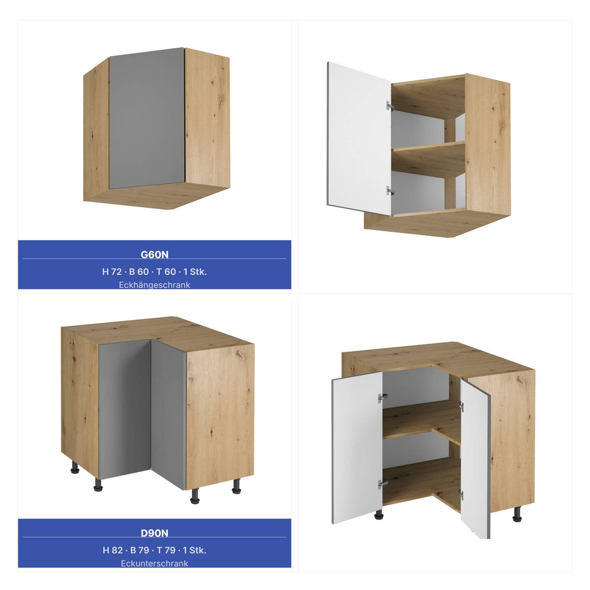 WINKELKÜCHE 360cm x 260cm- Langen KL11-M360 - in Beige/Matt - Beige, Holz (620/212/58cm)