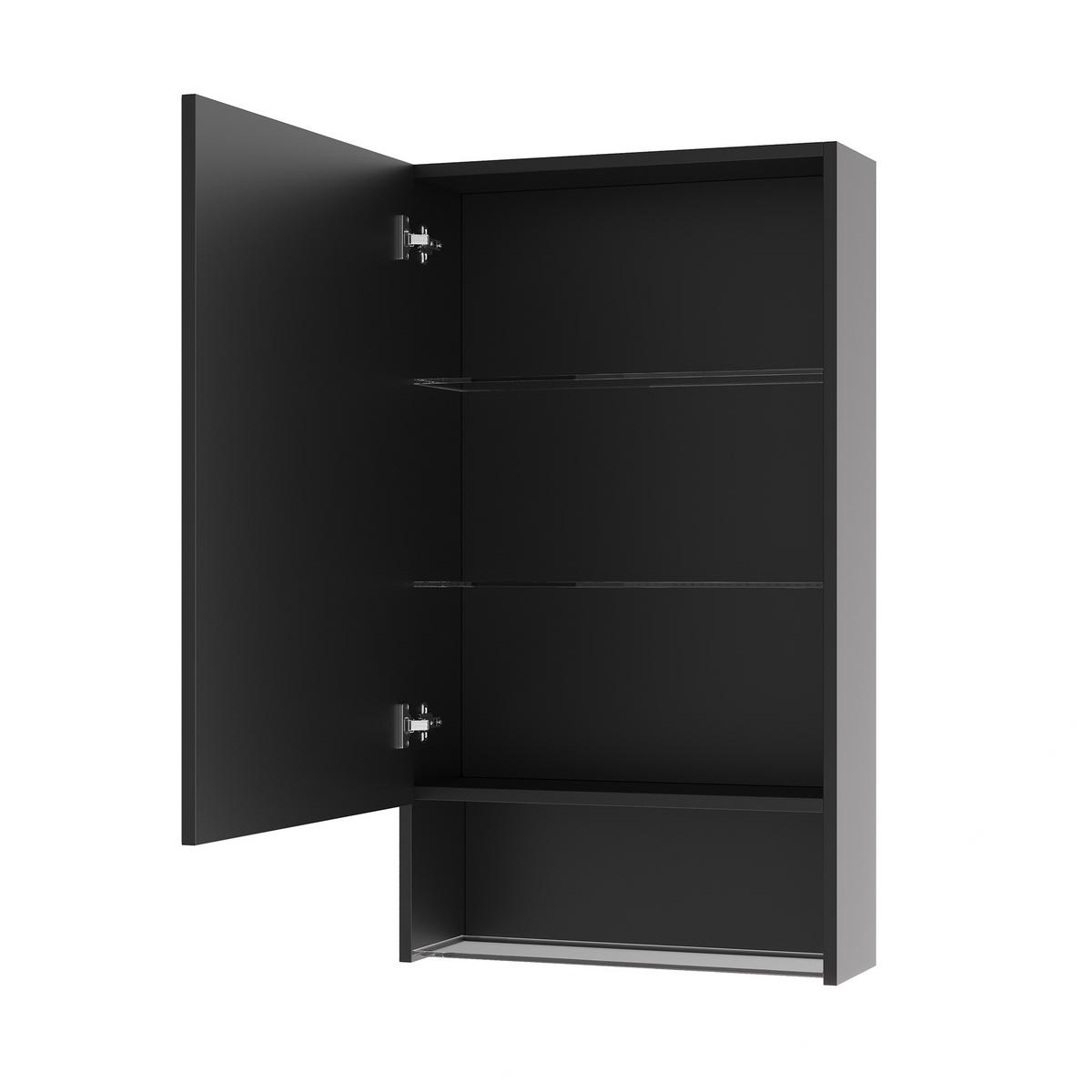 SPIEGELSCHRANK, Wandbadezimmerschrank mit LED-Spiegel, 50 x 88 x 16 cm, Antibeschlagfunktion, einstellbare Helligkeit und Farbtemperatur, Ablagefächer - Schwarz, Glas (50/88/16cm) - Waldena