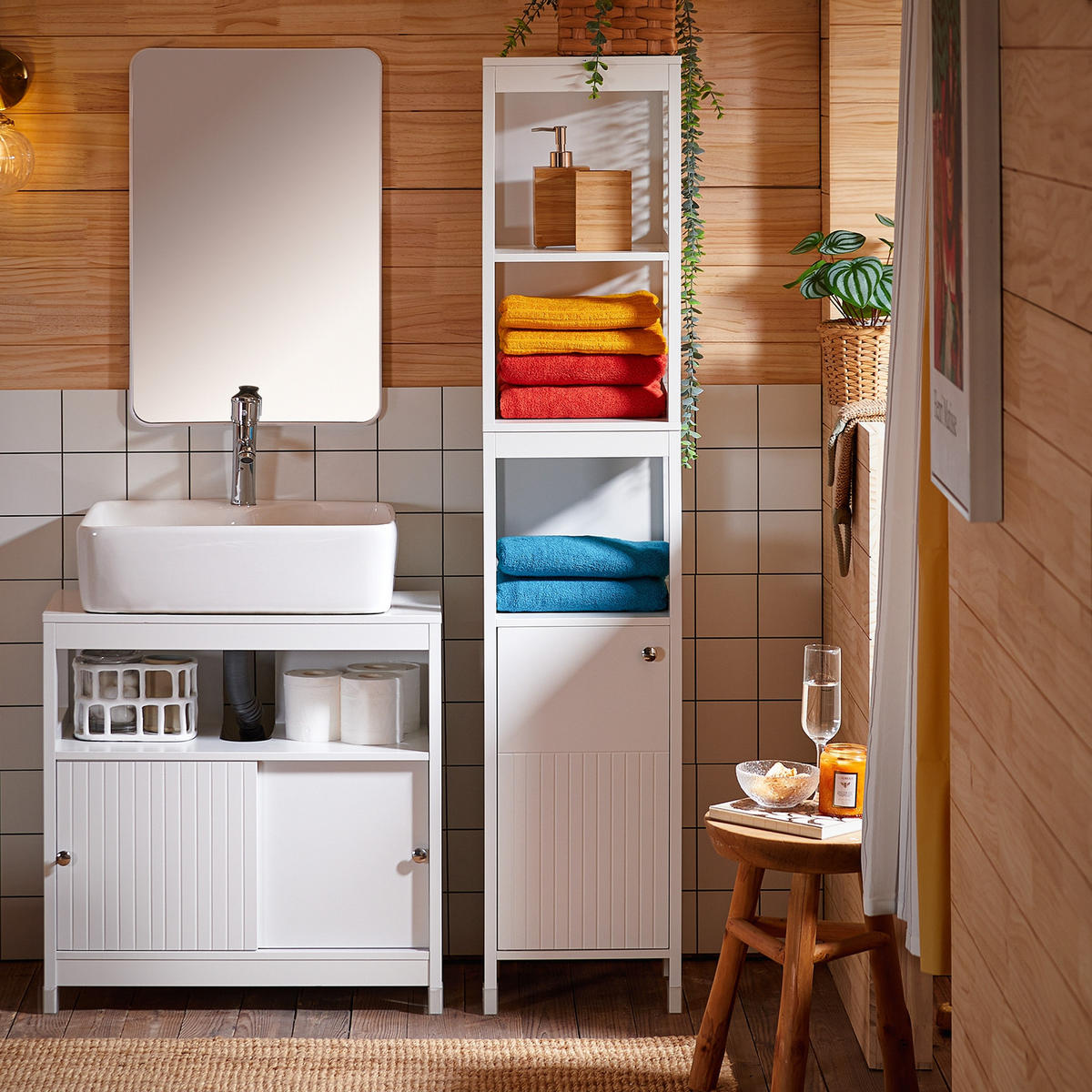 HOCHSCHRANK Weiß - Weiß, Holzwerkstoff (30/144/30cm) - SoBuy