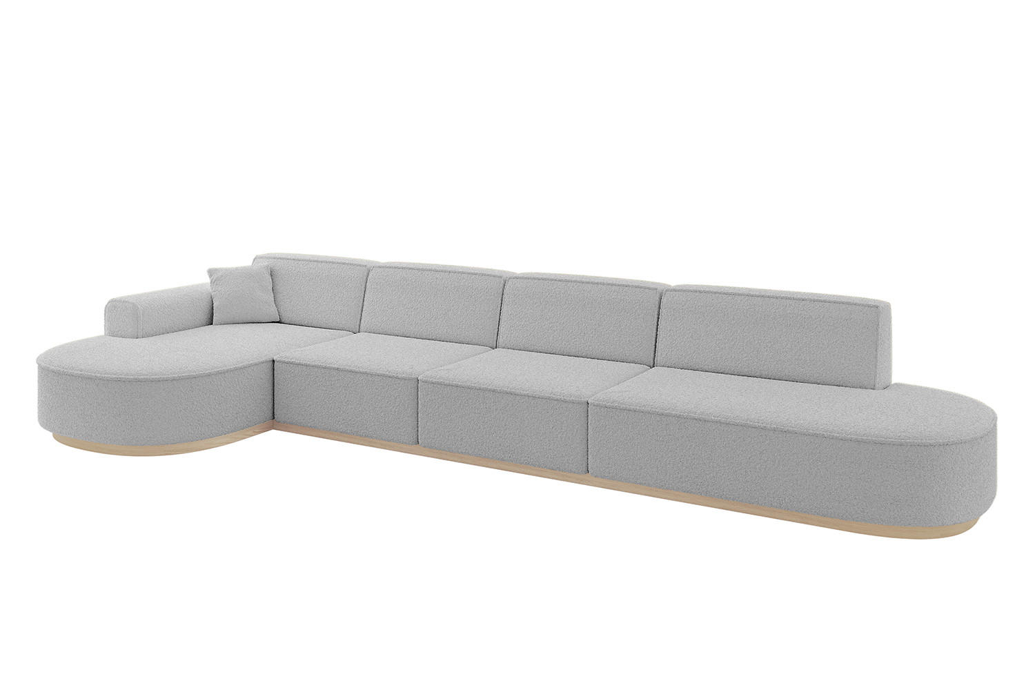 ECKSOFA Ottomane Links MARI-L3-v1 - 413x171x83 cm Hellgrau Bouclé - Hellgrau, Holzwerkstoff/Textil (413/171cm) - ALTDECOR