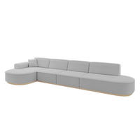 ECKSOFA Ottomane Links MARI-L3-v1 - 413x171x83 cm Hellgrau Bouclé - Hellgrau, Holzwerkstoff/Textil (413/171cm) - ALTDECOR
