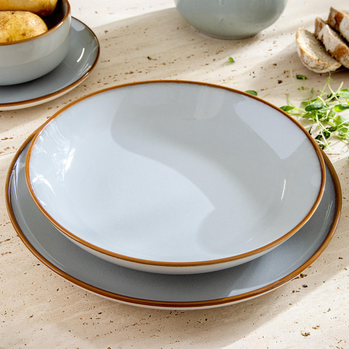 TELLER-SET Suppentellerset PORTOFINO 6-tlg - Blaugrau, Keramik (23cm) - Ritzenhoff Breker