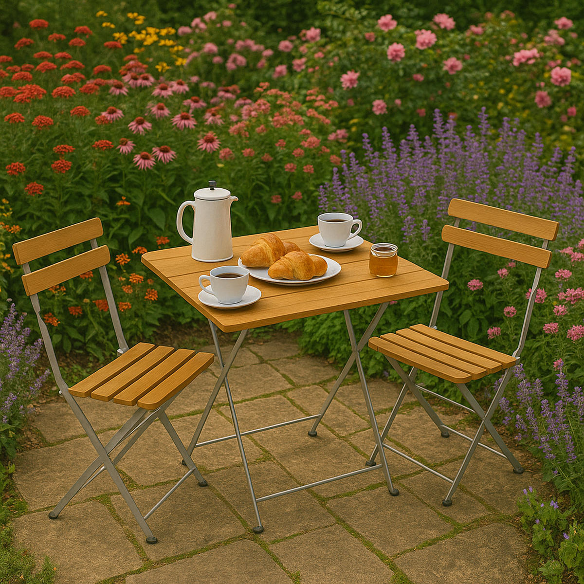 KLAPPTISCH Bad Belzig aus Robinienholz 70x110 cm, Stahlgestell Verzinkt - Braun, Holz (70/110/72cm) - TPFGarden