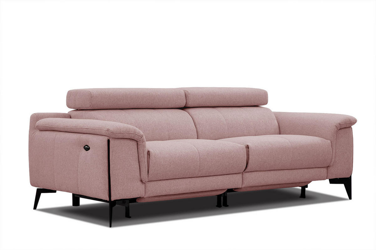 RELAXSOFA MATERA 3-Sitzer mit 2 Relaxfunktionen, hellrot - Hellrot/Schwarz, Holzwerkstoff/Textil (212/82/103cm) - Courtois Laville