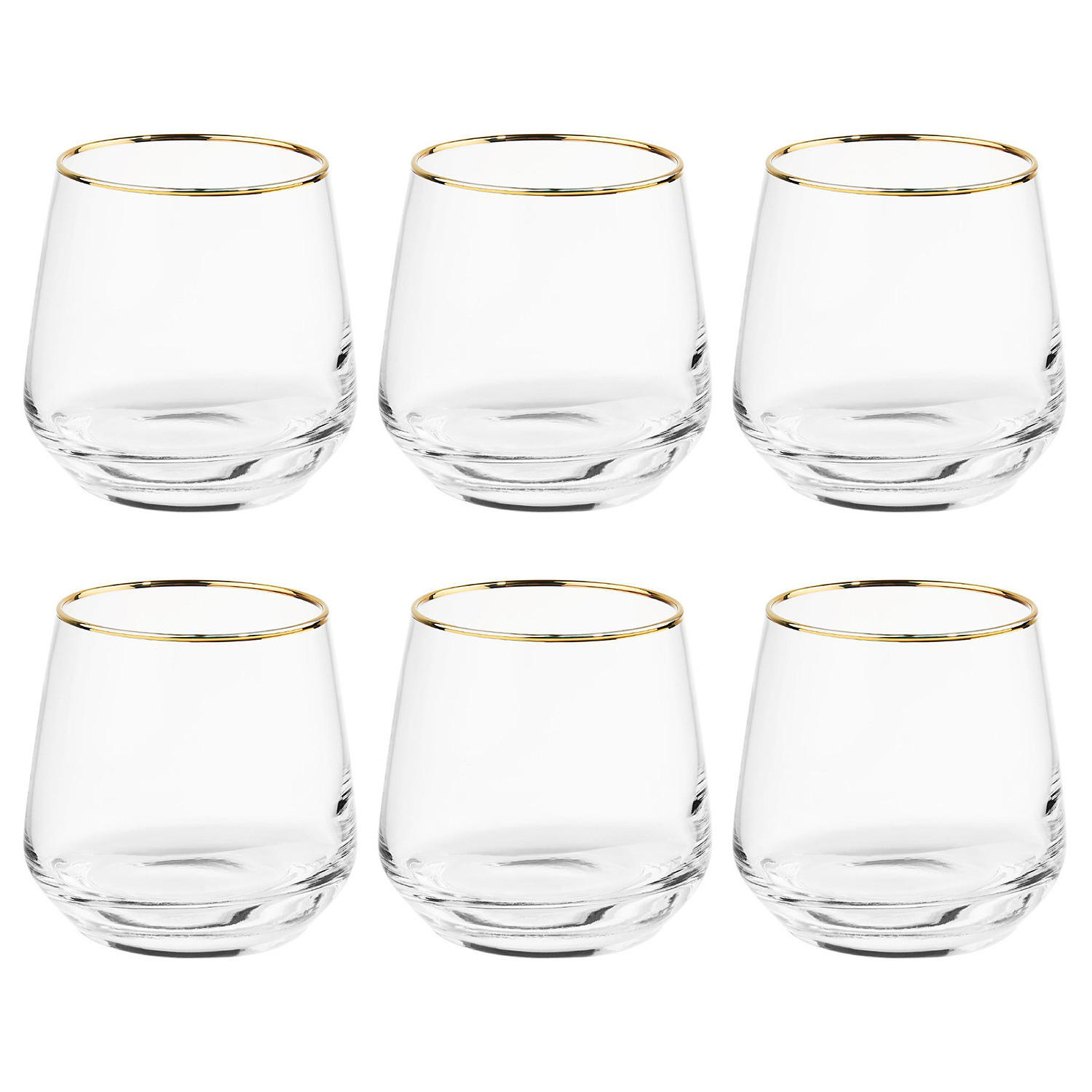 WASSERGLAS (6er Set) Touch Of Gold - Transparent, Glas (0.34L) - BUTLERS