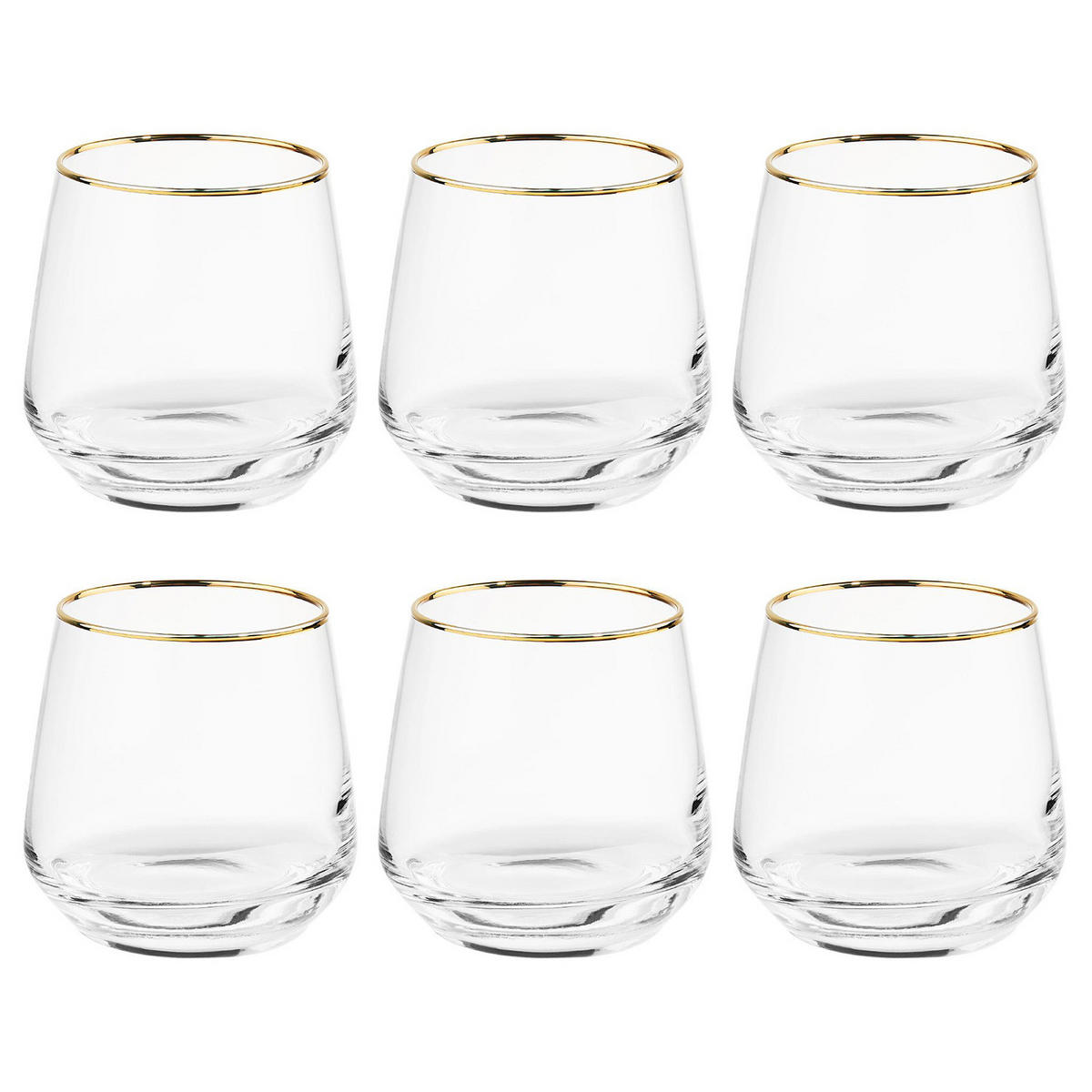 WASSERGLAS (6er Set) Touch Of Gold - Transparent, Glas (0.34L) - BUTLERS