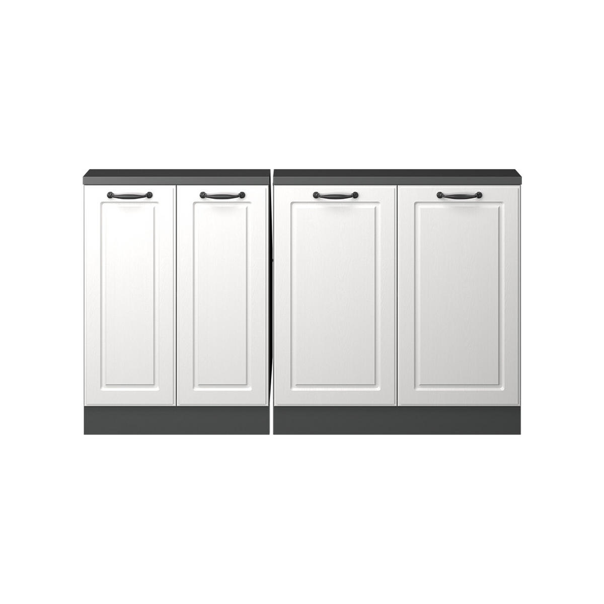 DACHSCHRÄGENSCHRANK-SET Rion Weiß Landhaus/Anthrazit 2er Set - Anthrazit/Weiß, Holzwerkstoff (140/81.6/46cm) - Vicco