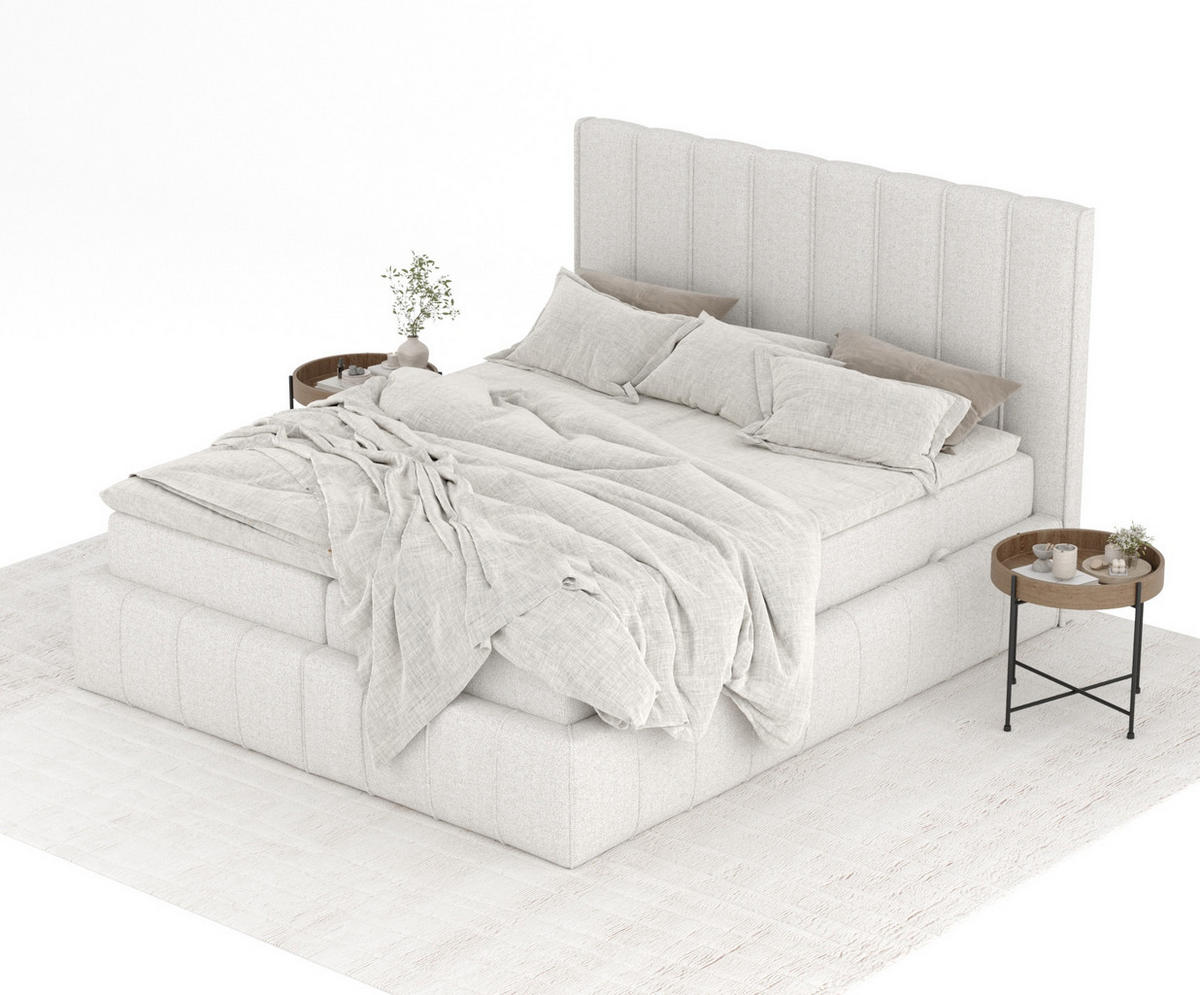 BOXBETT Moretti Hellbeige 160/200 cm mit Matratze und Topper - Beige/Schwarz, Holz/Holzwerkstoff (160/200cm) - Maison de Reve