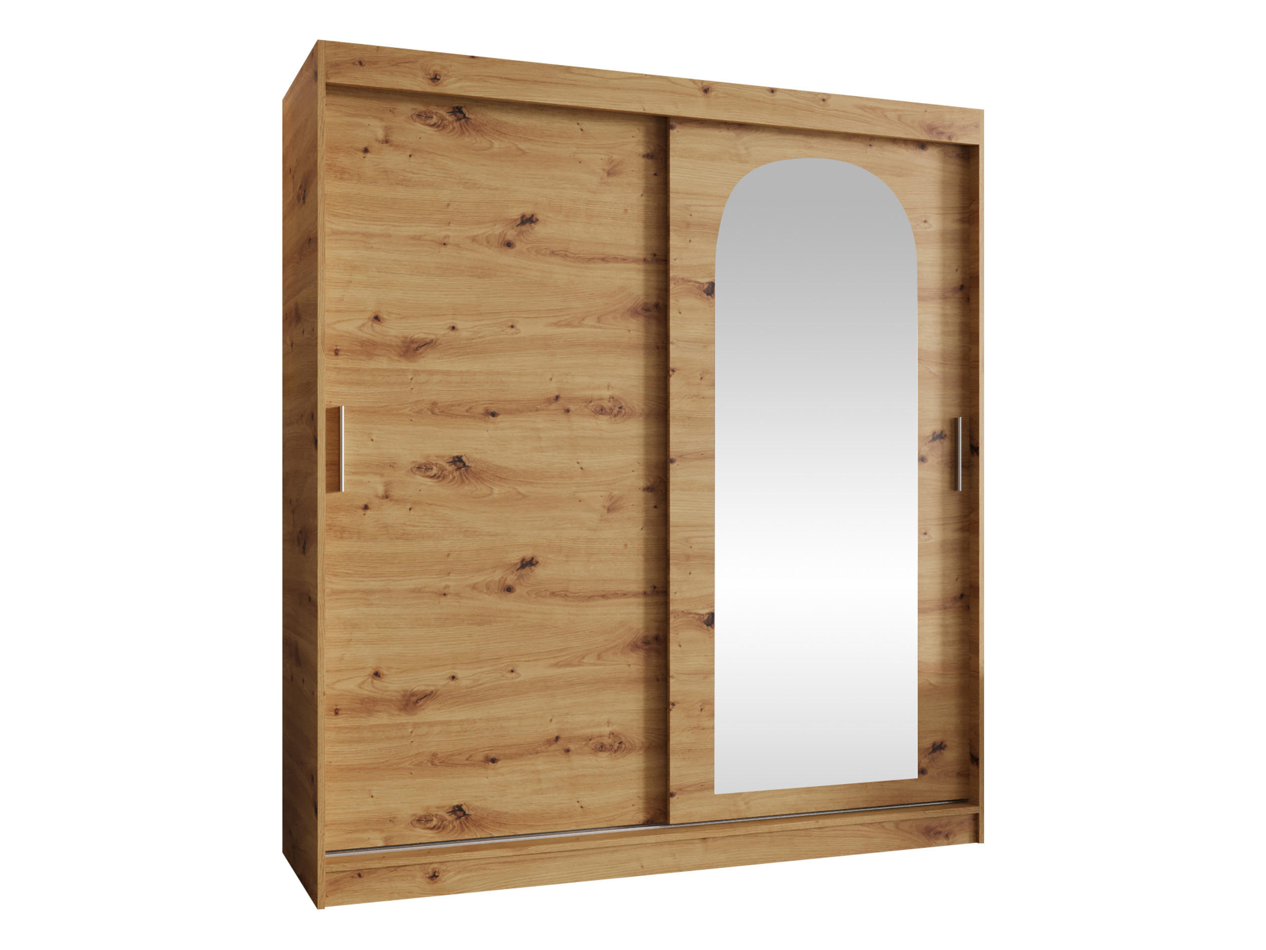 SCHWEBETÜRENSCHRANK Selfie 180 cm - Silberfarben/Eiche Artisan, Holzwerkstoff/Kunststoff (180/200/62cm) - MIRJAN24