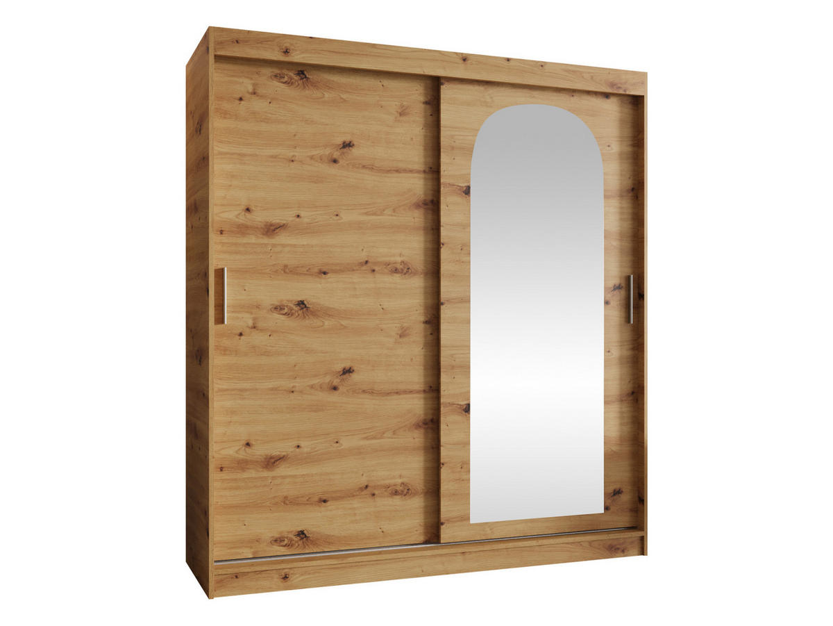 SCHWEBETÜRENSCHRANK Selfie 180 cm mit Schubladen - Silberfarben/Eiche Artisan, Holzwerkstoff/Kunststoff (180/200/62cm) - MIRJAN24