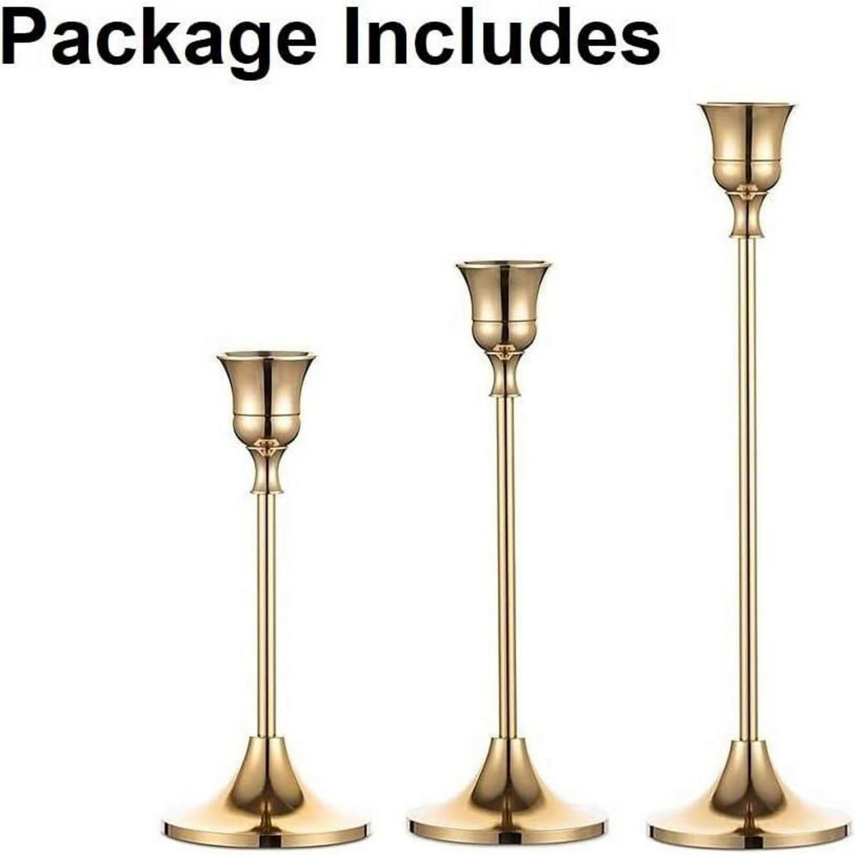 KERZENSTÄNDER 3er Set Metall Gold 15/19/24cm - Goldfarben, Metall (2.7/18.5/23.5cm)