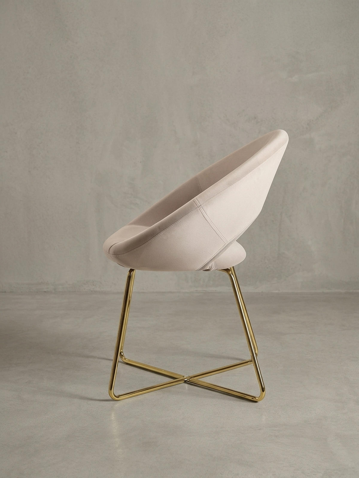 ESSZIMMERSTUHL Samtbezug mit Metallgestell Modern gepolstert, Beige - Beige/Goldfarben, Textil/Metall (60/83/57cm) - KADIMA DESIGN