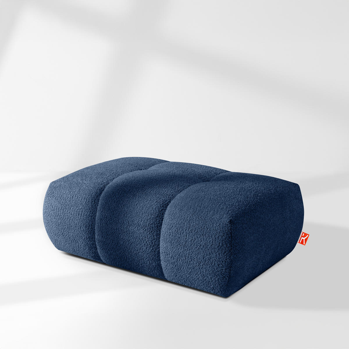 POUF LIRA, Dunkelblau, Bouclé - Dunkelblau, Holz/Holzwerkstoff (96/43/50cm) - KONSIMO®