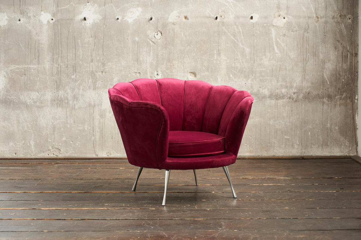 SESSEL NARLA Rot Velvet - Rot/Silberfarben, Textil (97/78/70cm) - KAWOLA