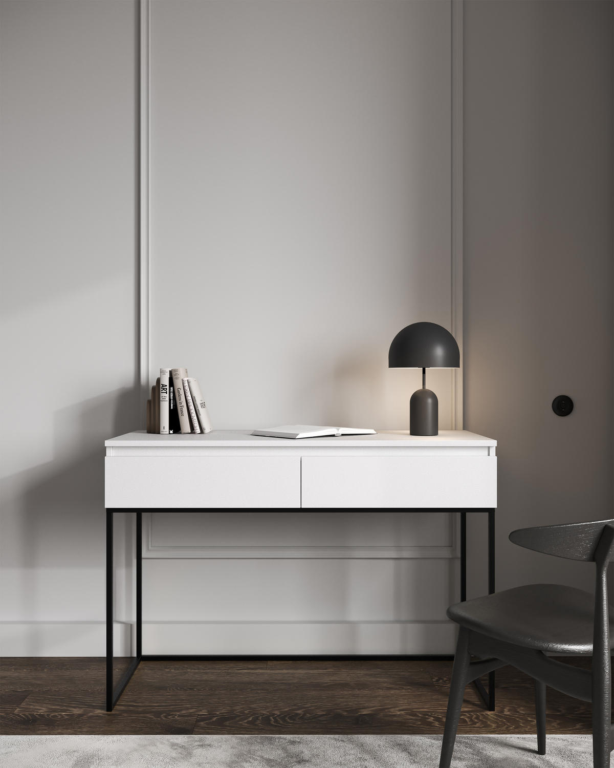 KONSOLENTISCH Bemmi Weiß mit Metallbeinen - Schwarz/Weiß, Holzwerkstoff/Metall (50/120/80cm) - Selsey