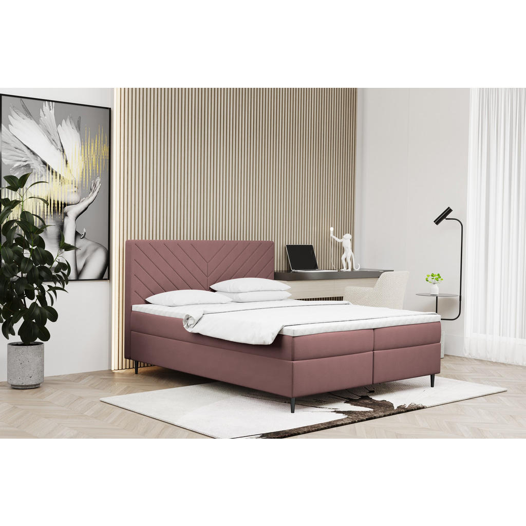 Thumbnail - Kaiser Möbel Boxbett, Rosa, Textil, H2, Höhe ca. 20 cm, einzeln stellbar,Rechteckig, eckig, 120x200 cm, Schlafzimmer, Be...