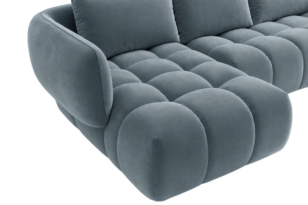 ECKSOFA L-Form, Veloursstoff Bluvel, Blaugrau, Links, SEVIO L - Blaugrau, Holz (242/175cm) - Kaiser Möbel