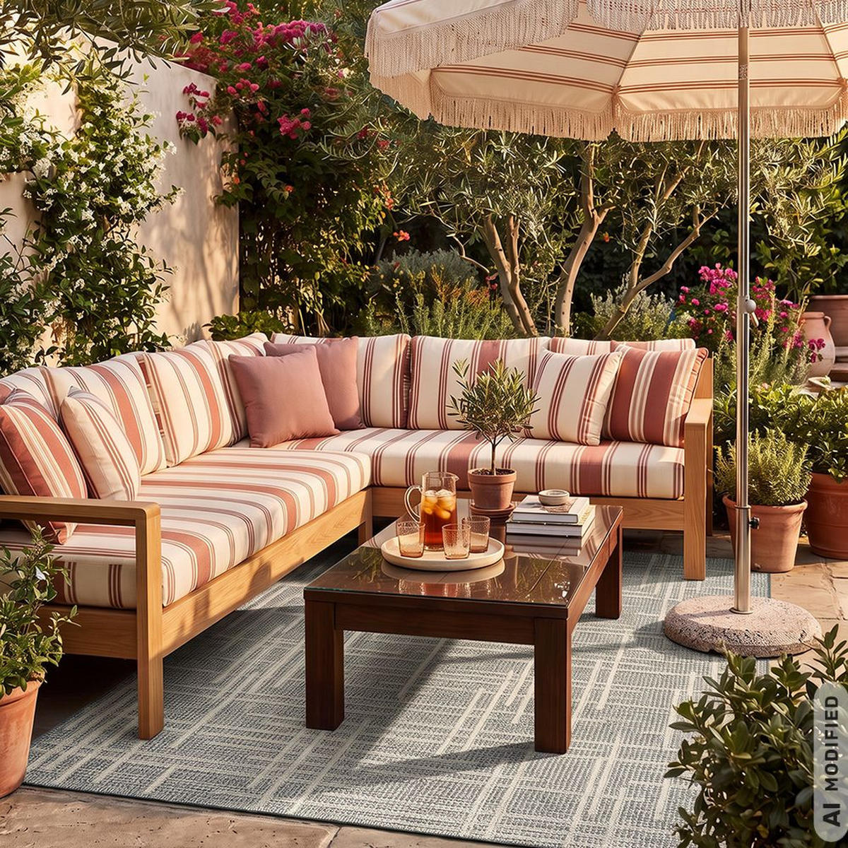 TEPPICH In-& Outdoor Abstrakt 80x150cm Mazovia Cangas Capa Beige Anthrazit Balkon Modern Pflegeleicht Tierfreundlich - Anthrazit, Textil (80/150cm) - Mazovia