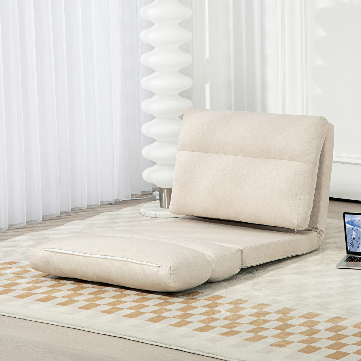 SCHLAFSESSEL Beige - Beige, Textil/Metall (72/56/70cm) - HOMCOM