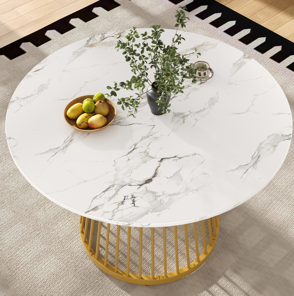 ESSTISCH 80/76/80 cm Weiß/Goldfarben aus MDF und Metall mit verstellbaren Füßen - Goldfarben, Holzwerkstoff (80/80/76cm) - OKMYHOME
