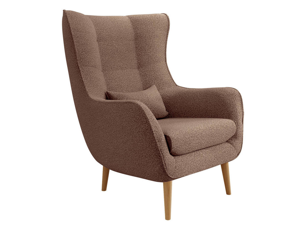 SESSEL Estjano Boucle - Beige/Braun, Holz/Textil (80/106/95cm) - MIRJAN24