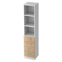 SCHUBLADENSCHRANK - 4 Schübe 42/40,6/200,4 cm in Weiß/Eichefarben Relinggriff (Kunststoff) - Eichefarben/Weiß, Holzwerkstoff (40.6/200.4/42cm) - bümö