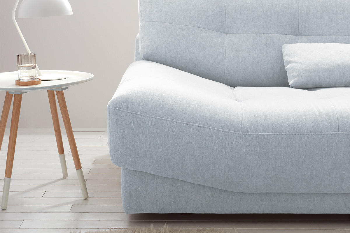 SOFA MOZZA Hellblau Webstoff - Schwarz/Hellblau, Kunststoff/Textil (298/83/123cm) - KAWOLA