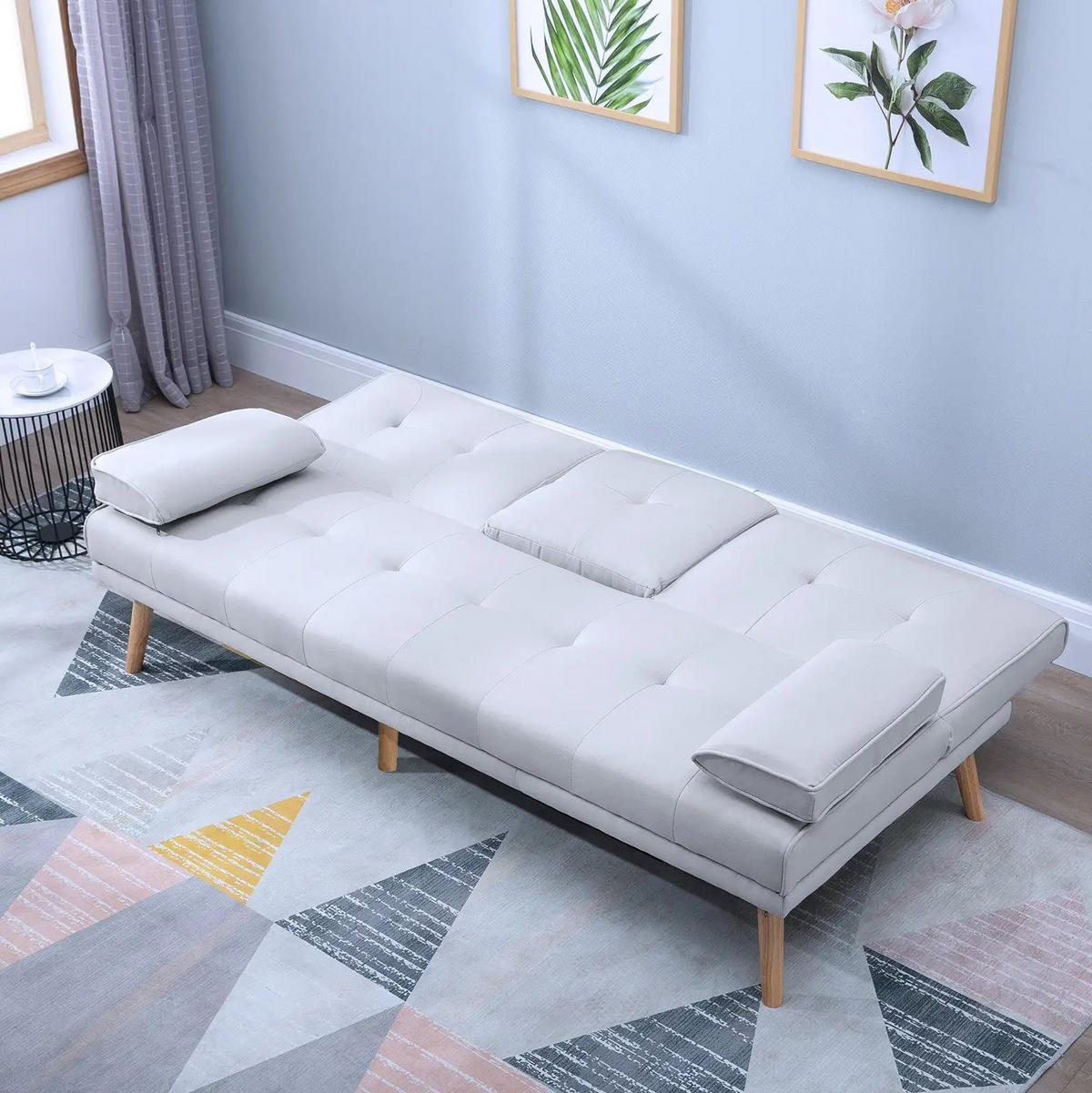 SCHLAFSOFA verstellbar 181 x 77 x 72 cm Polyester Light Gray - Hellgrau, Holzwerkstoff (181/78/77cm) - Meubliv