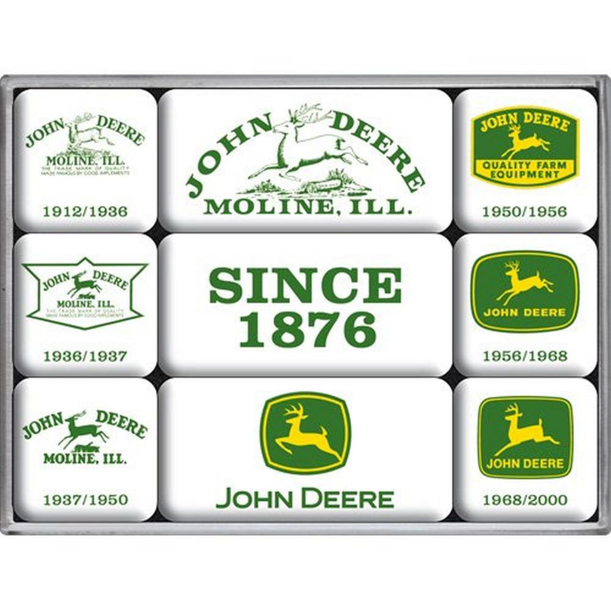 MAGNETSET 9-teilig John Deere Since 1876 - Multicolor, Metall (9/7/2cm) - Nostalgic-Art