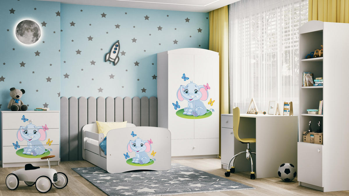 KINDERKLEIDERSCHRANK Elefant 90/175/52 - Weiß, Holzwerkstoff (90/175/52cm) - Kocot Kids