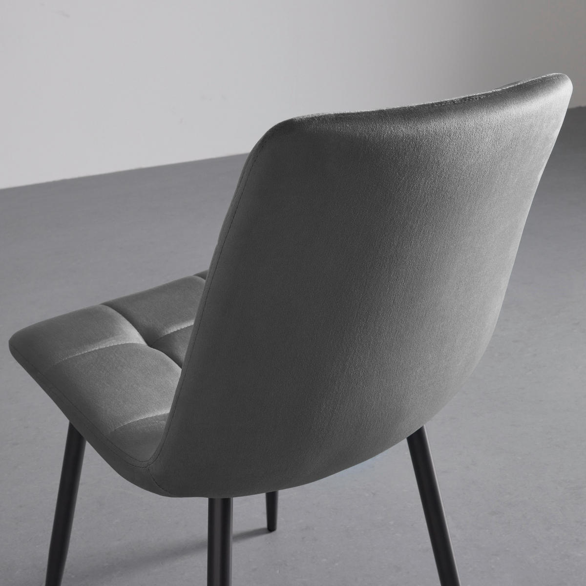STUHL Ria Dunkelgrau Samt Gepolstert - Dunkelgrau, Holz (43.5/87/54cm) - Bessagi Home