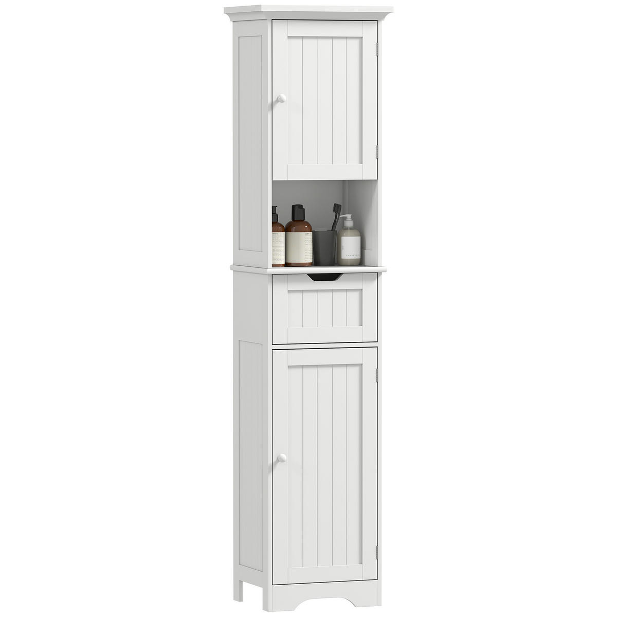 HOCHSCHRANK DE-12517 40/30/170 cm mit LED-Beleuchtung Weiß - Weiß, Holzwerkstoff (30/170/40cm) - ComfortXL