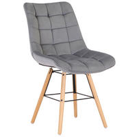 STUHL Samt grau - Eukalyptusholzfarben/Grau, Holz/Textil (46/82/60cm) - CLP