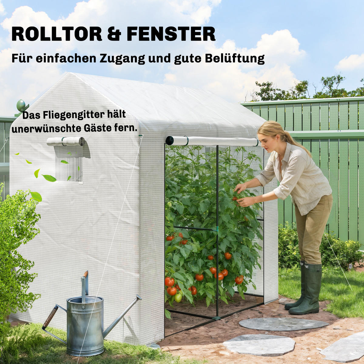 FOLIENGEWÄCHSHAUS Stahl PE Weiß - Weiß, Kunststoff (140/200/200cm) - Outsunny