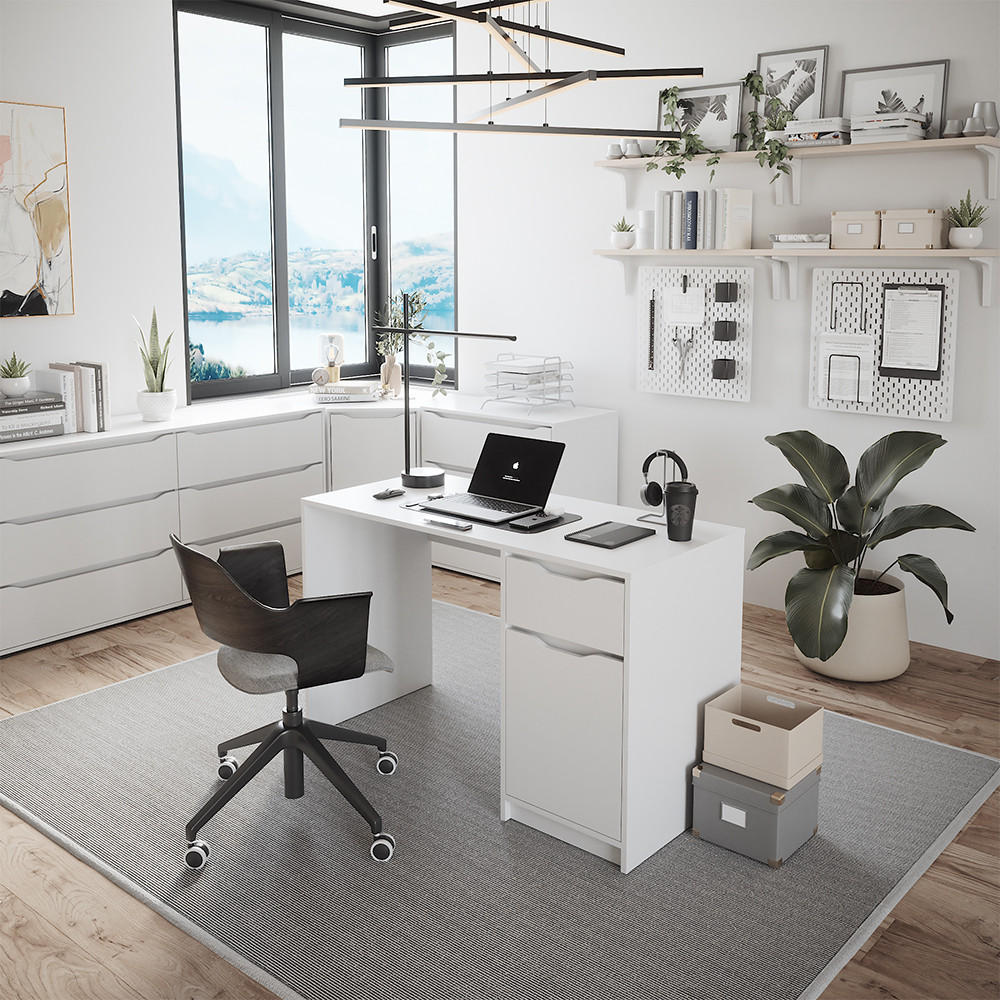 SCHREIBTISCH Ruben Weiß 120 x 55 cm mit Schublade - Weiß, Holzwerkstoff (55/120/75.6cm) - Vicco