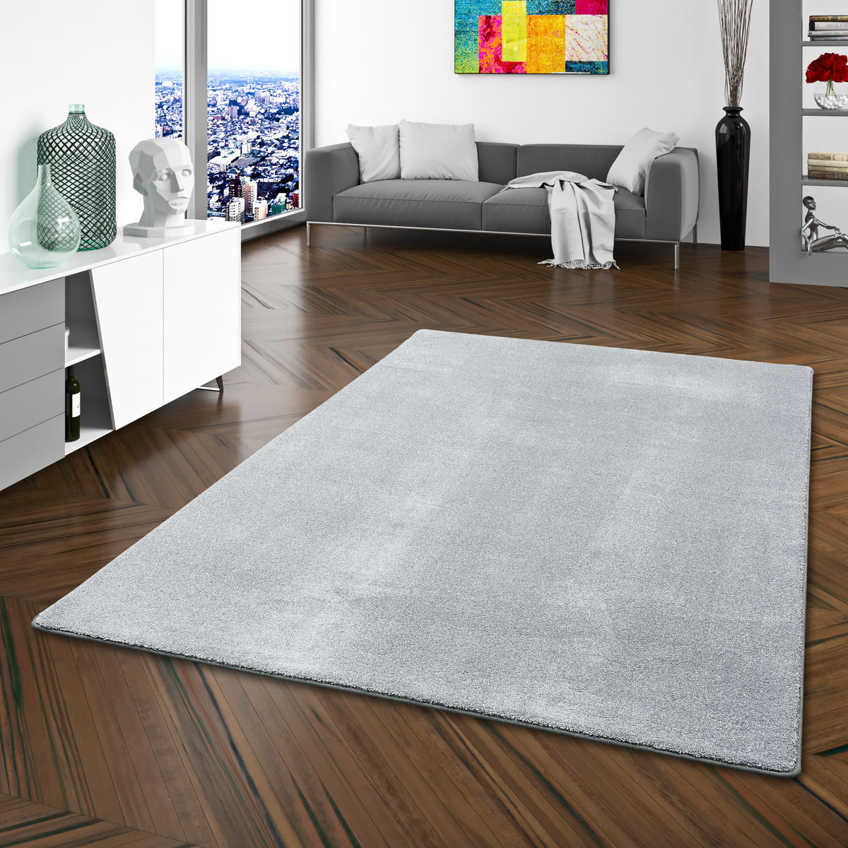 HOCHFLOR LUXUS VELOURS TEPPICH TOUCH - Grau, Textil (160/200cm) - Snapstyle