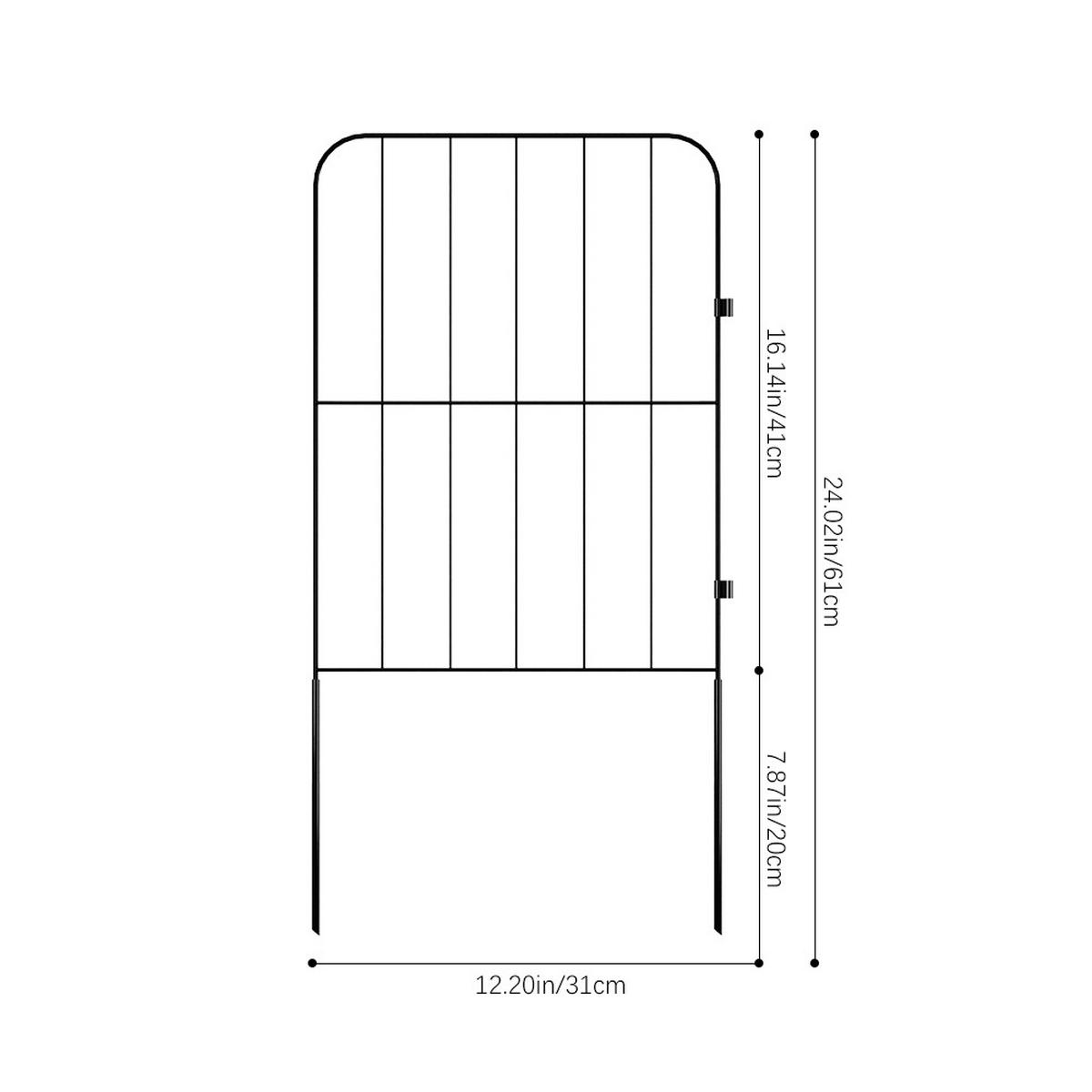 GARTENZAUN 25 Stück aus Metall in Schwarz Abnehmbares Design Robuste Metallkonstruktion je Paneel: 31 cm B × 61 cm H - Schwarz, Metall (31cm) - Livingandhome