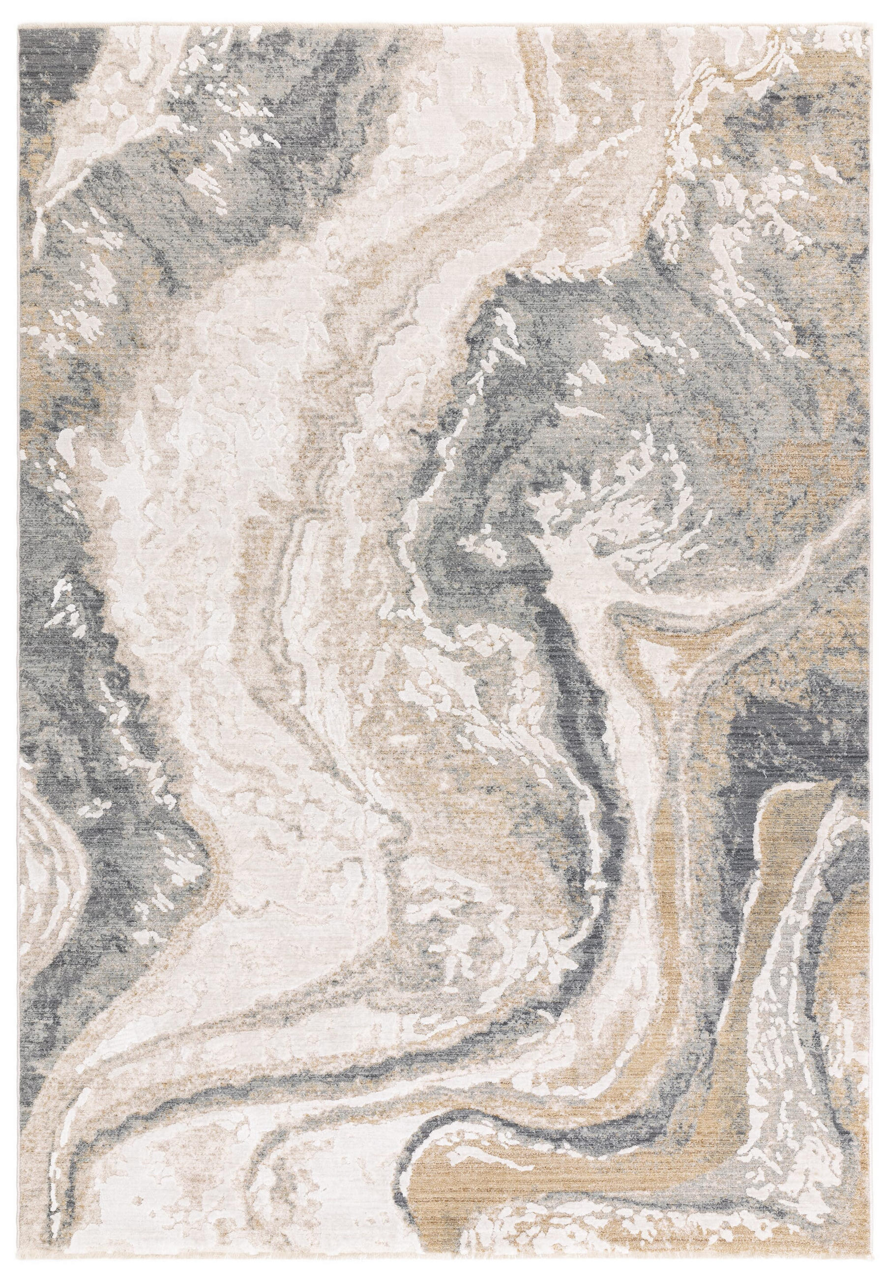TEPPICH Velours abstrakt Marmoroptik pflegeleicht strapazierfähig Naturtöne SIENA-Elsa, Grau-Beige 200x300 cm - Grau, Textil (200/300cm) - KADIMA DESIGN