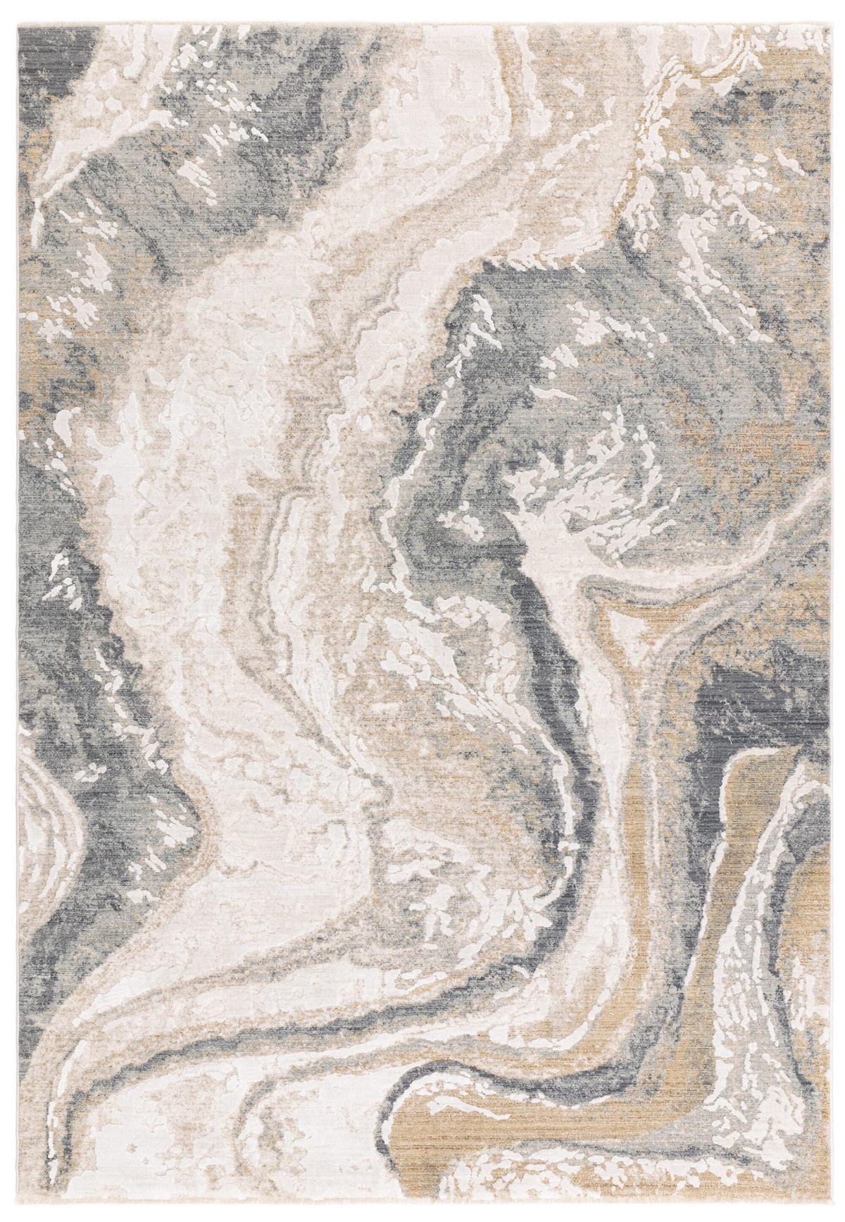 TEPPICH Velours abstrakt Marmoroptik pflegeleicht strapazierfähig Naturtöne SIENA-Elsa, Grau-Beige 200x300 cm - Grau, Textil (200/300cm) - KADIMA DESIGN