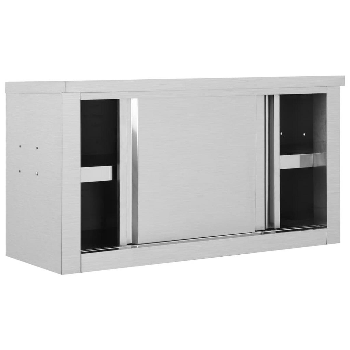 WANDHÄNGESCHRANK Mit Schiebetüren 90/40/50 Cm Edelstahl - Silberfarben/Grau, Metall (40/50/90cm) - vidaXL