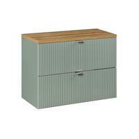 WASCHTISCHUNTERSCHRANK 80.4cm Jade Grün und Holz - Grün, Holzwerkstoff (80.4/59/40cm) - Petits-meubles