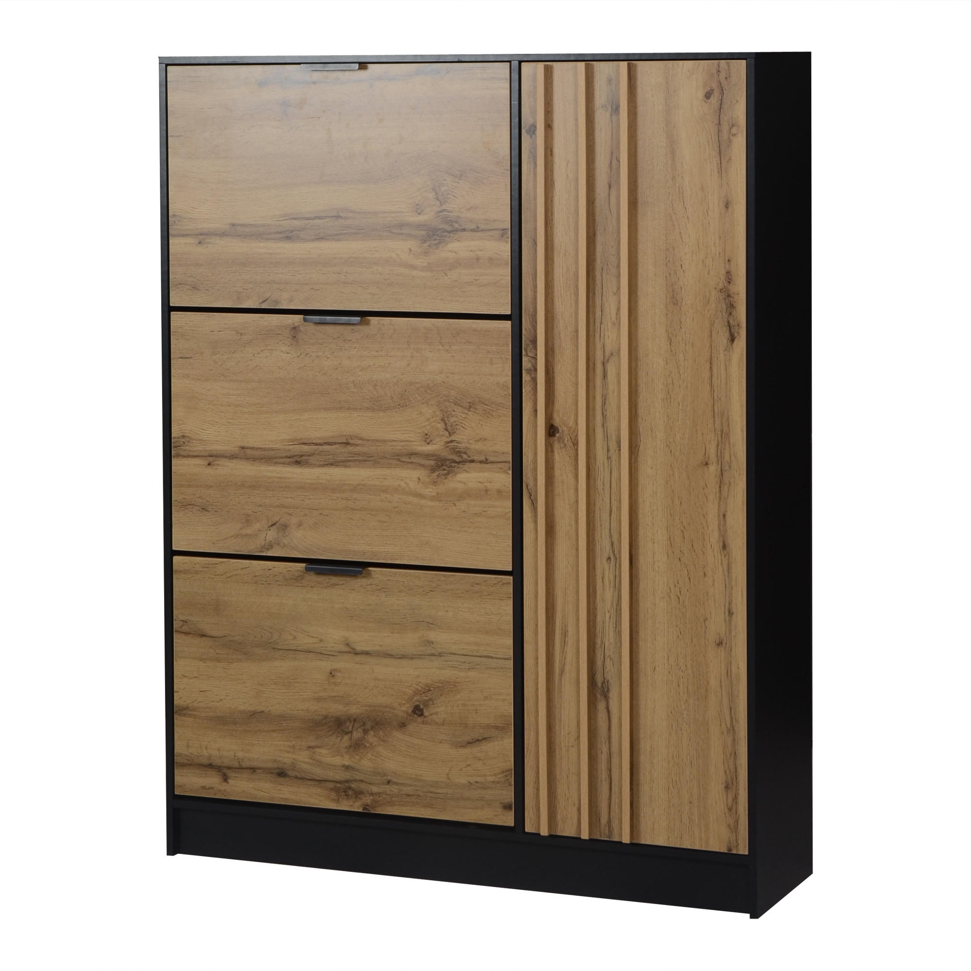 SCHUHSCHRANK Naturholzfarbe und Schwarz 100/30/130 cm - Naturfarben, Holzwerkstoff (100/130/30cm) - PANGIVO
