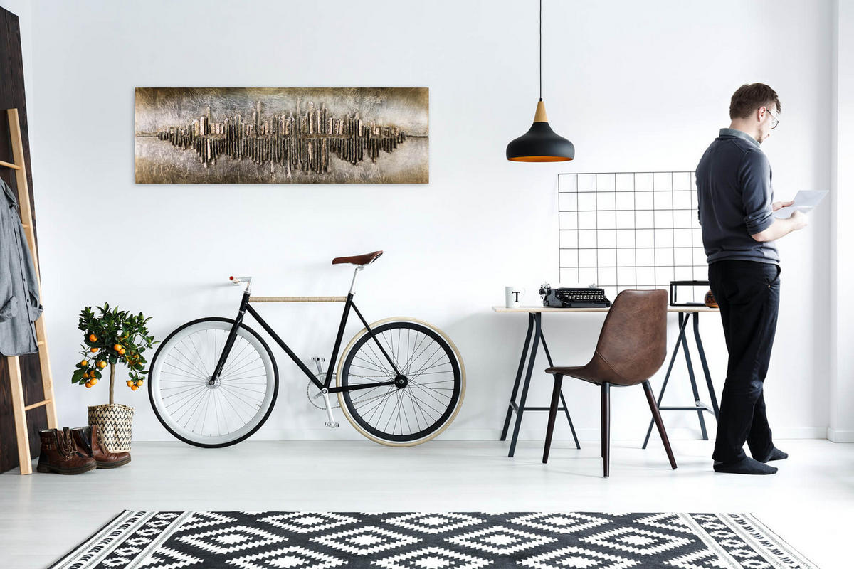 HOLZBILD Beige 144/44 cm - Beige/Braun, Holz (8.8/44cm) - KUNSTLOFT