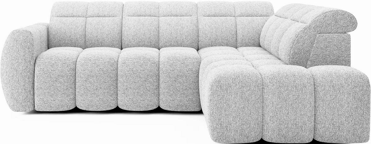 ECKSOFA mit elektrischem Sitzvorschub, Bettkasten und verstellbare Kopflehnen - Hellgrau, Naturmaterialien/Textil (208/258cm) - Eltap
