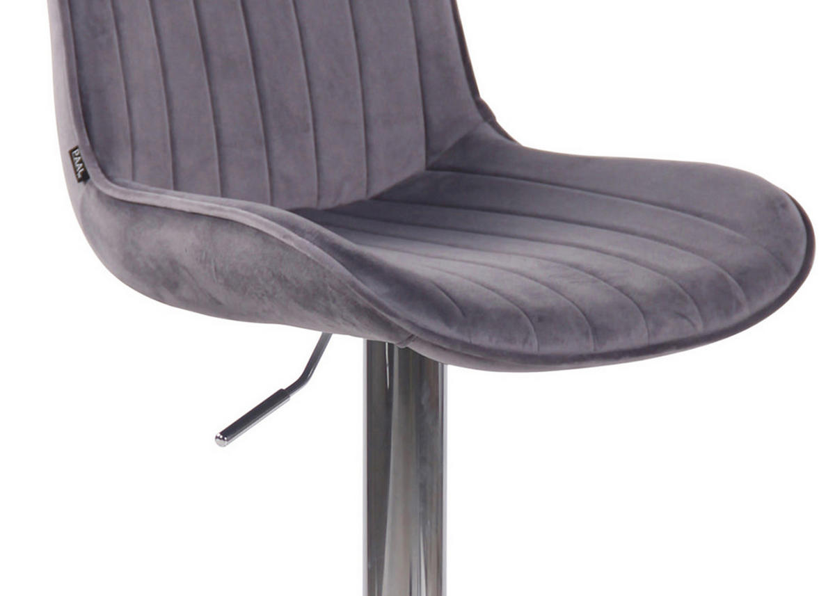 BARHOCKER 2er Set Lentos Samt chrom dunkelgrau - Chromfarben/Dunkelgrau, Textil/Metall (50/108/50cm) - TPFLiving