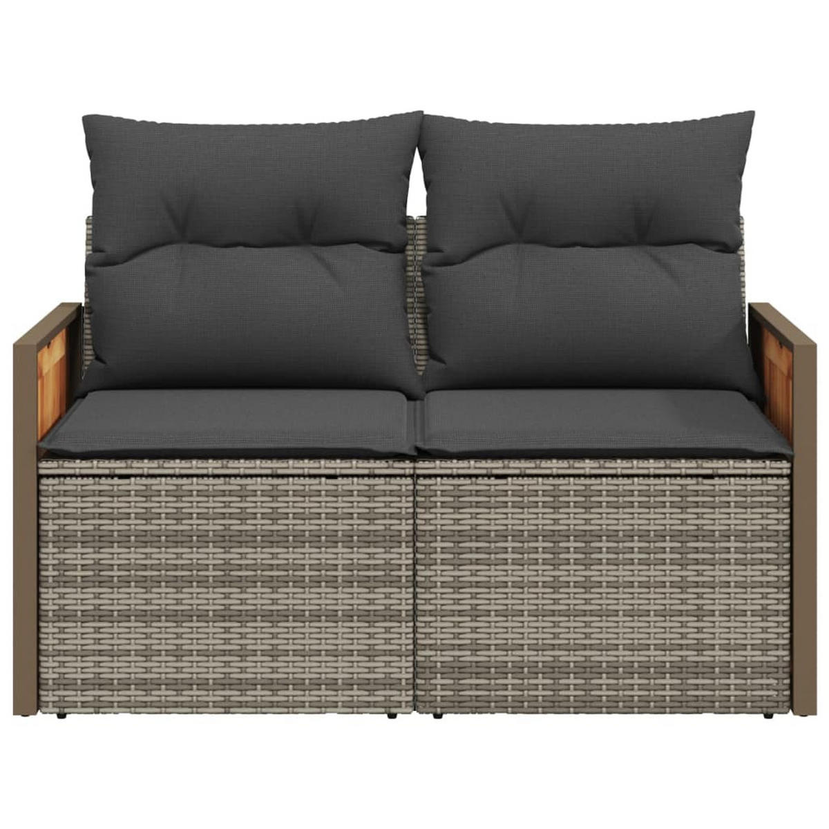 GARTENSOFA 2-Sitzer Mit Kissen Grau Poly Rattan - Grau, Kunststoff (118/69/62cm) - vidaXL